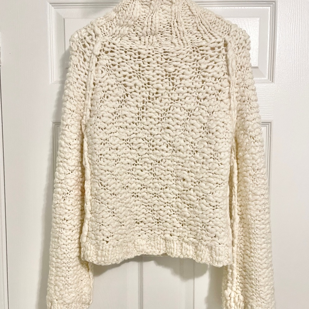 Saskia Knit Turtleneck Chunky Ivory Sweater - Picture 4 of 7